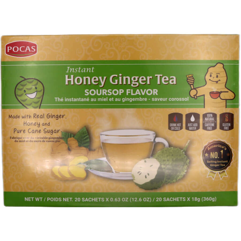 Pocas Instant Honey Ginger Tea Soursop Flavour (20pcs*18g) 360g - Tuk Tuk Mart