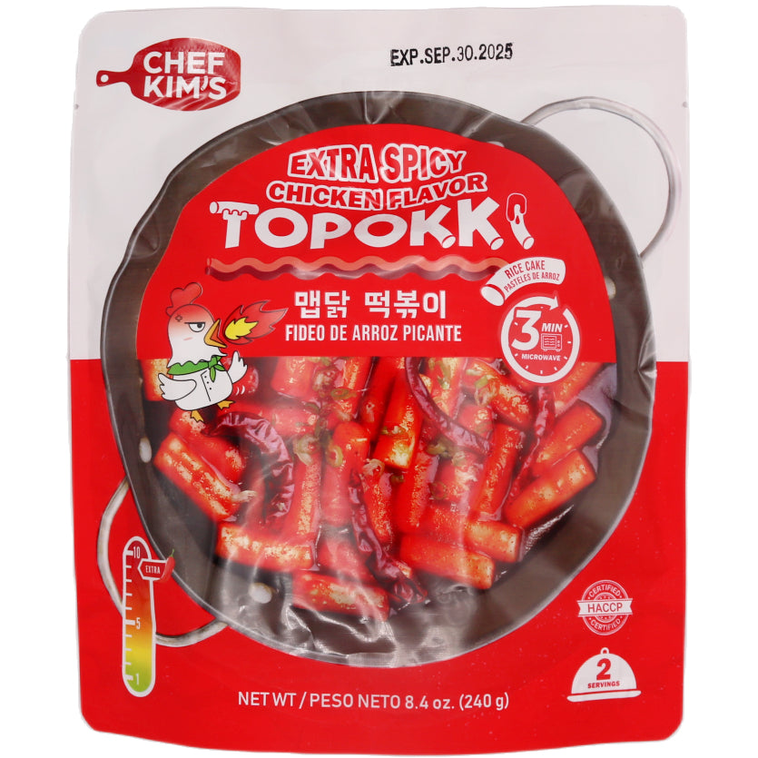 Chef Kim's Extra Spicy Chicken Flavour Topokki 240g - Tuk Tuk Mart