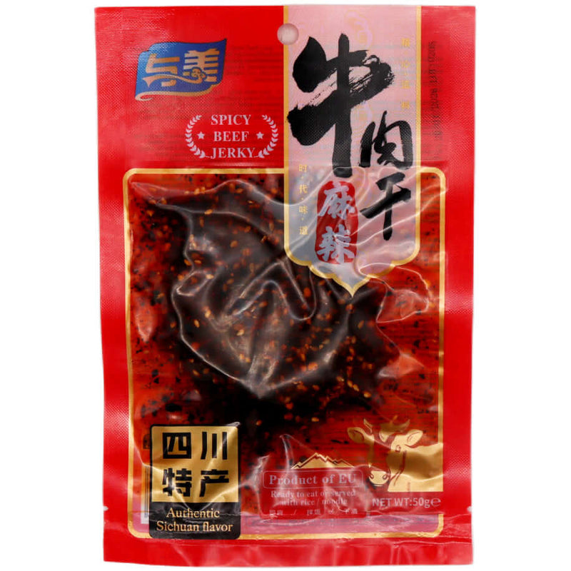 Yumei Beef Jerky Spicy Flavour 与美 麻辣牛肉乾 50g - Tuk Tuk Mart