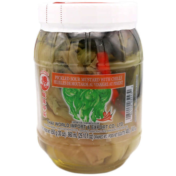 Cock Brand Pickled Sour Mustard with Chilli 850g - Tuk Tuk Mart