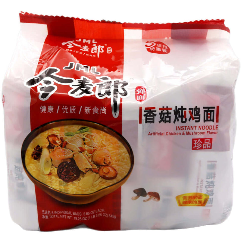 JML Noodles Mushroom Chicken Flavour 香菇燉雞面 (109g*5pcs) 545g  - Tuk Tuk Mart