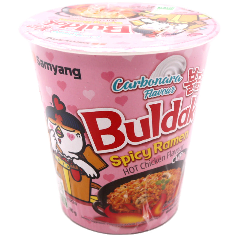 Samyang Buldak Cup Ramen with Hot Chicken and Carbonara Flavour 80g - Tuk Tuk Mart