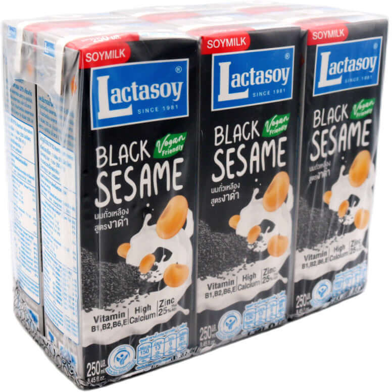 Lactasoy Black Sesame UHT Soymilk (Pack of 6) 1500ml (6x250ml) - Tuk Tuk Mart