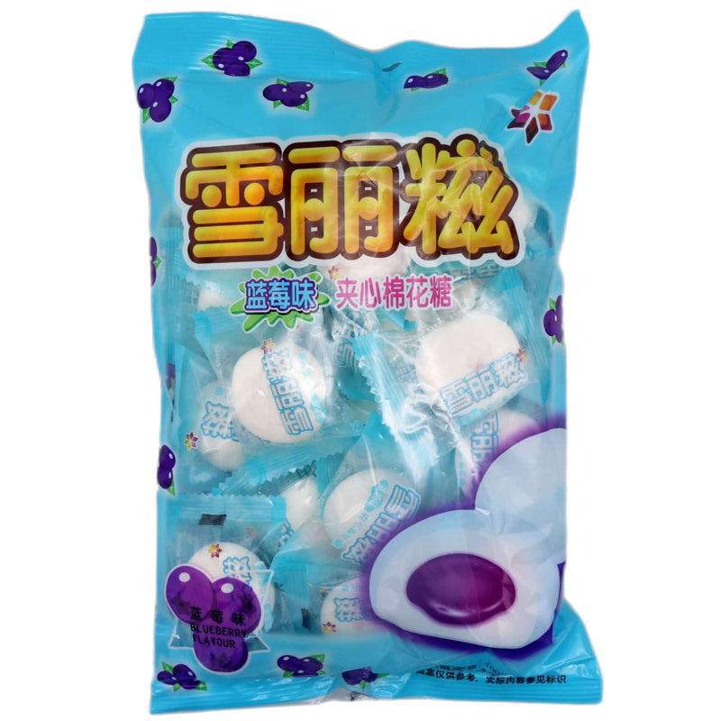 Xue Li Ci Marshmallow with Filling Blueberry Flavour 雪丽糍 藍莓味夹心棉花糖 100g - Tuk Tuk Mart