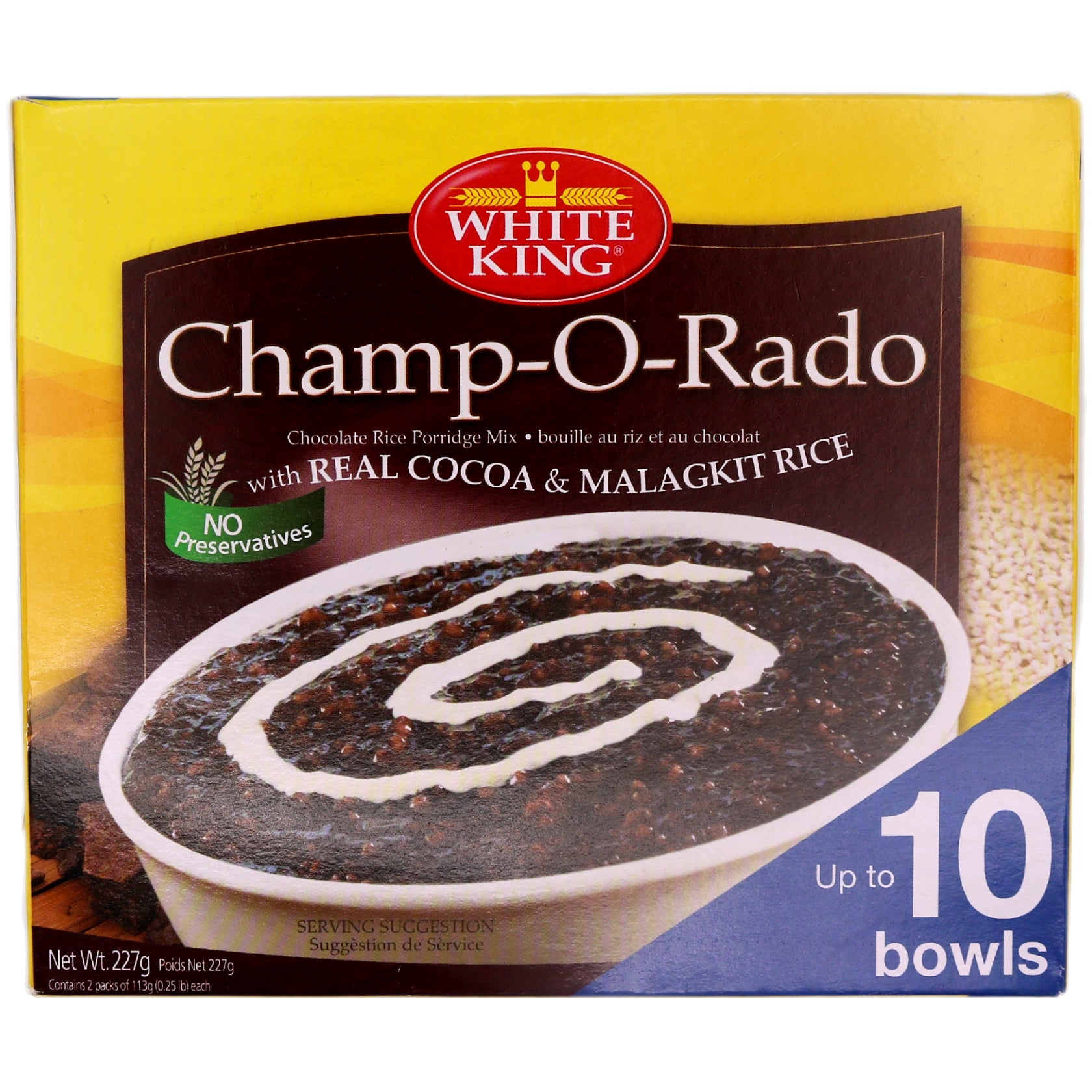 White King Chocolate Rice Porridge Mix with Real Cocoa & Malagkit Rice 227g - Tuk Tuk Mart