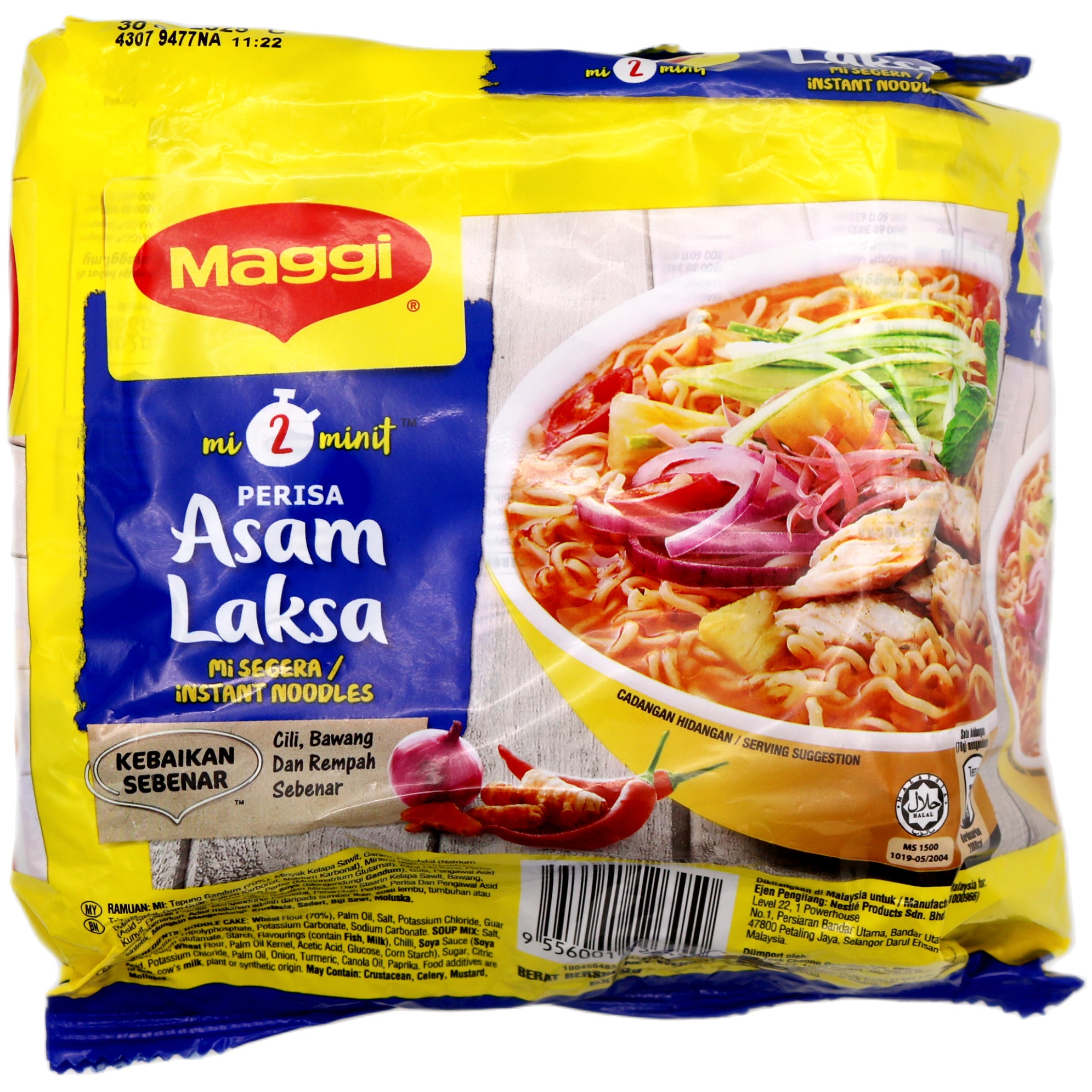 Maggi Mi Segera 2-Minute Noodles Asam Laksa Flavour 美極2分鐘快熟湯麵亞參叻沙味 (78g*5 Packs) 390g - Tuk Tuk Mart