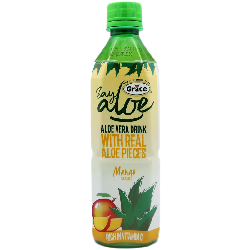 Grace Aloe Vera Drink with Real Aloe Pieces Mango Flavour 500ml - Tuk Tuk Mart