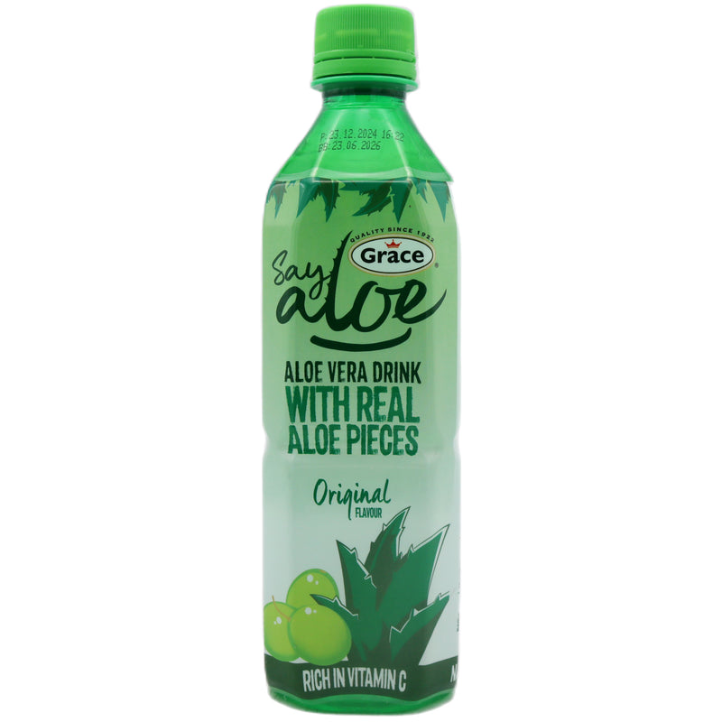 Grace Aloe Vera Drink with Real Aloe Pieces Original Flavour 500ml - Tuk Tuk Mart