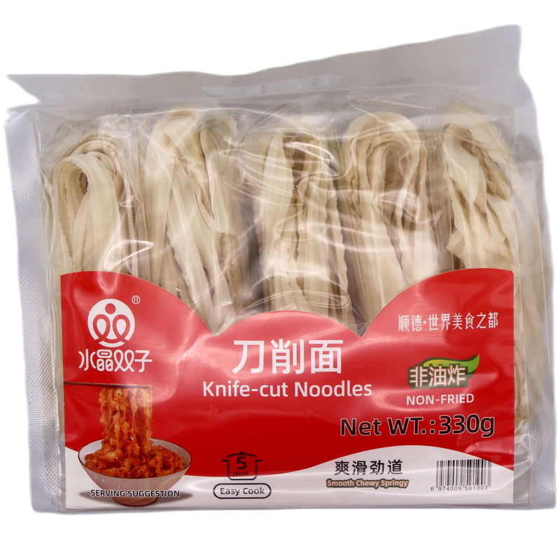 Shuangzi Brand Knife-Cut Noodles 雙子 刀削麵 330g - Tuk Tuk Mart