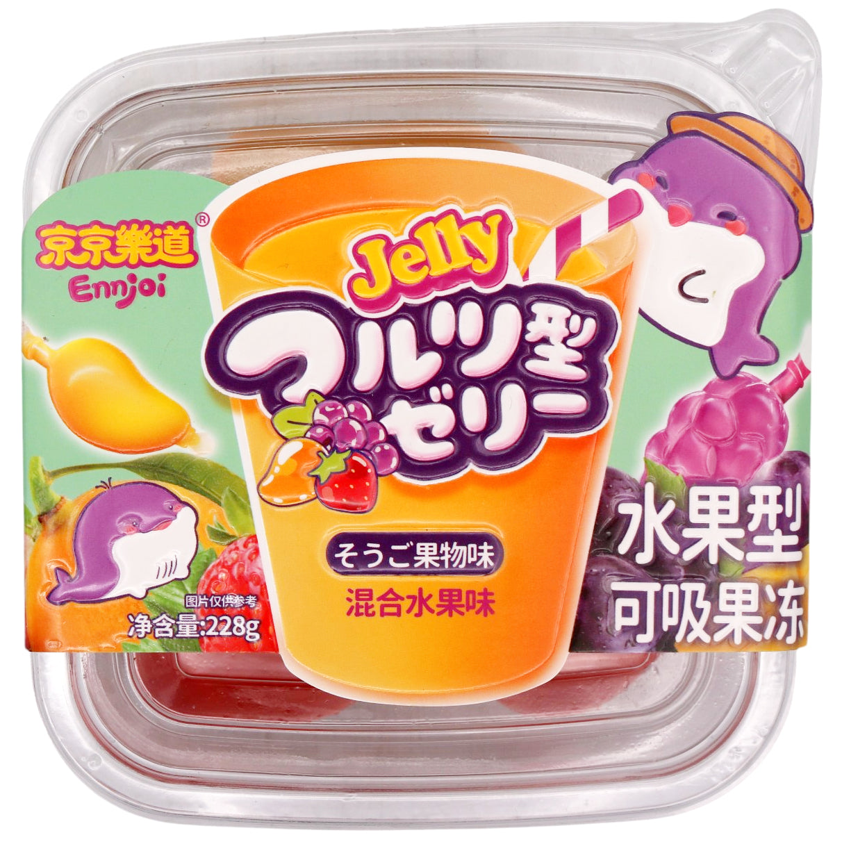 JJLD Fruit Jelly Drink Mango/Strawberry Flavour 京京樂道水果型可吸果凍混合口味 228g - Tuk Tuk Mart