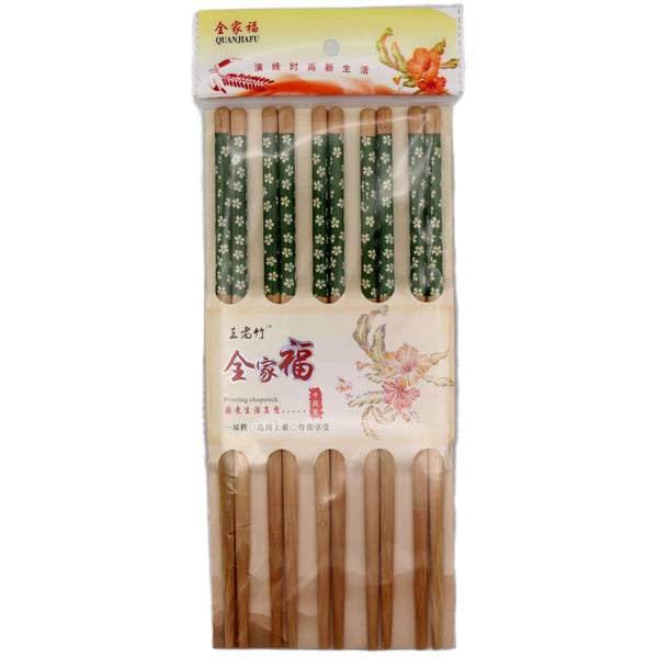 Quanjiafu Green Chopsticks (5 pairs) - Tuk Tuk Mart