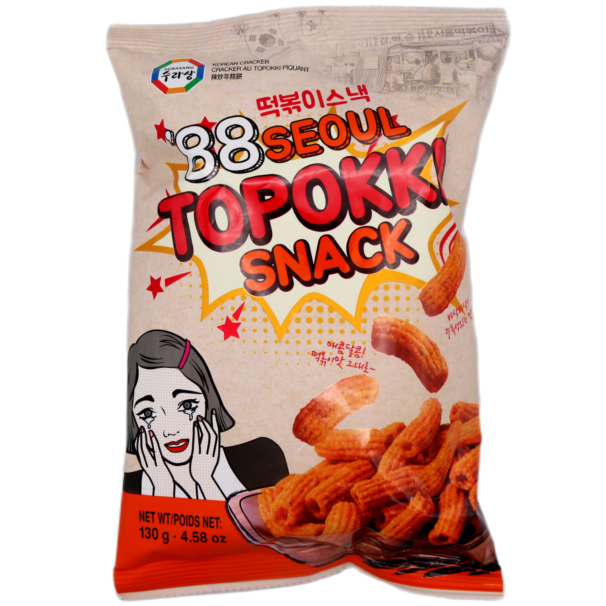 Surasang Korean Cracker (88 Seoul Topokki Snack) Sweet & Spicy Flavour 130g - Tuk Tuk Mart