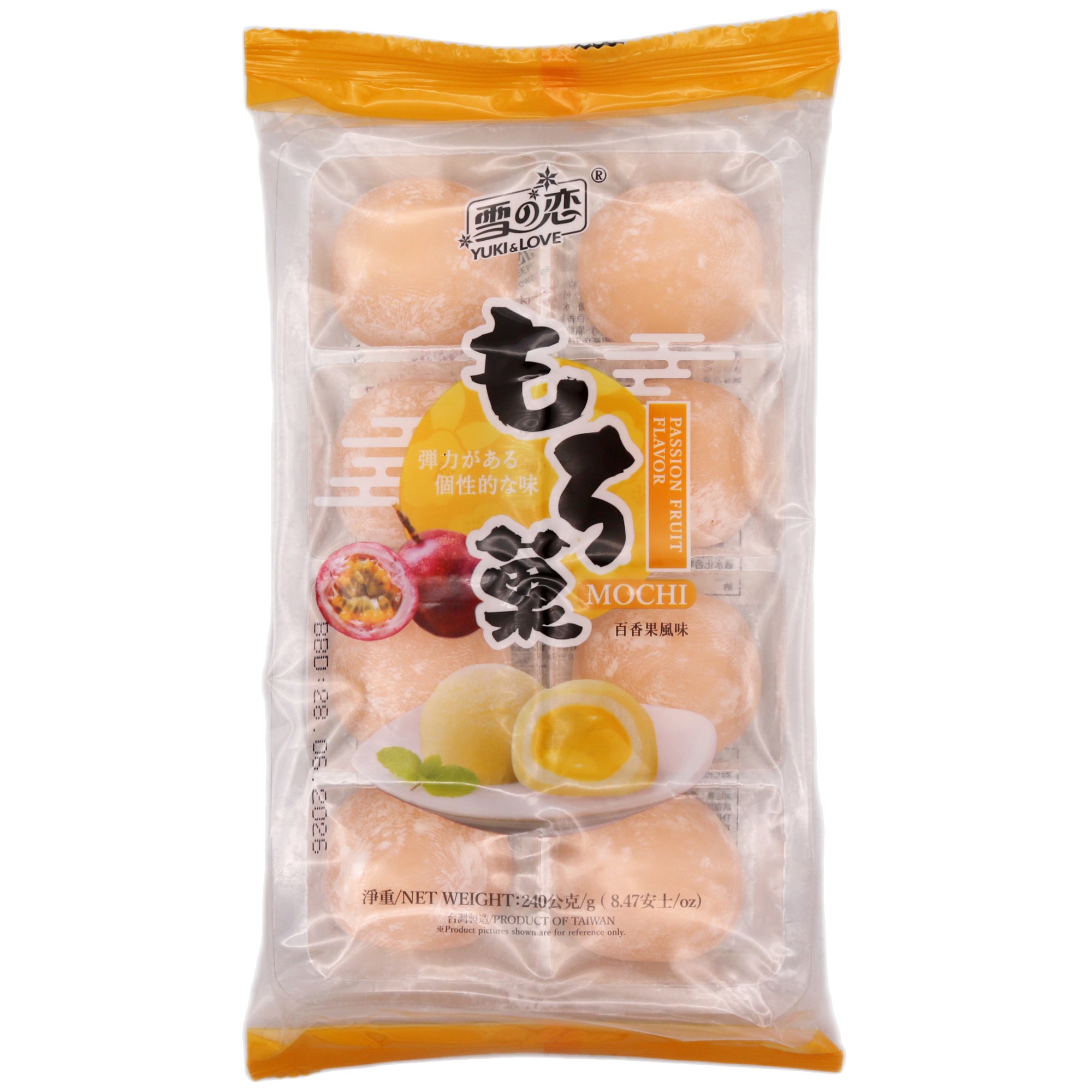 Yuki & Love Passion Fruit Flavour Mochi (30g*8pcs) 240g - Tuk Tuk Mart