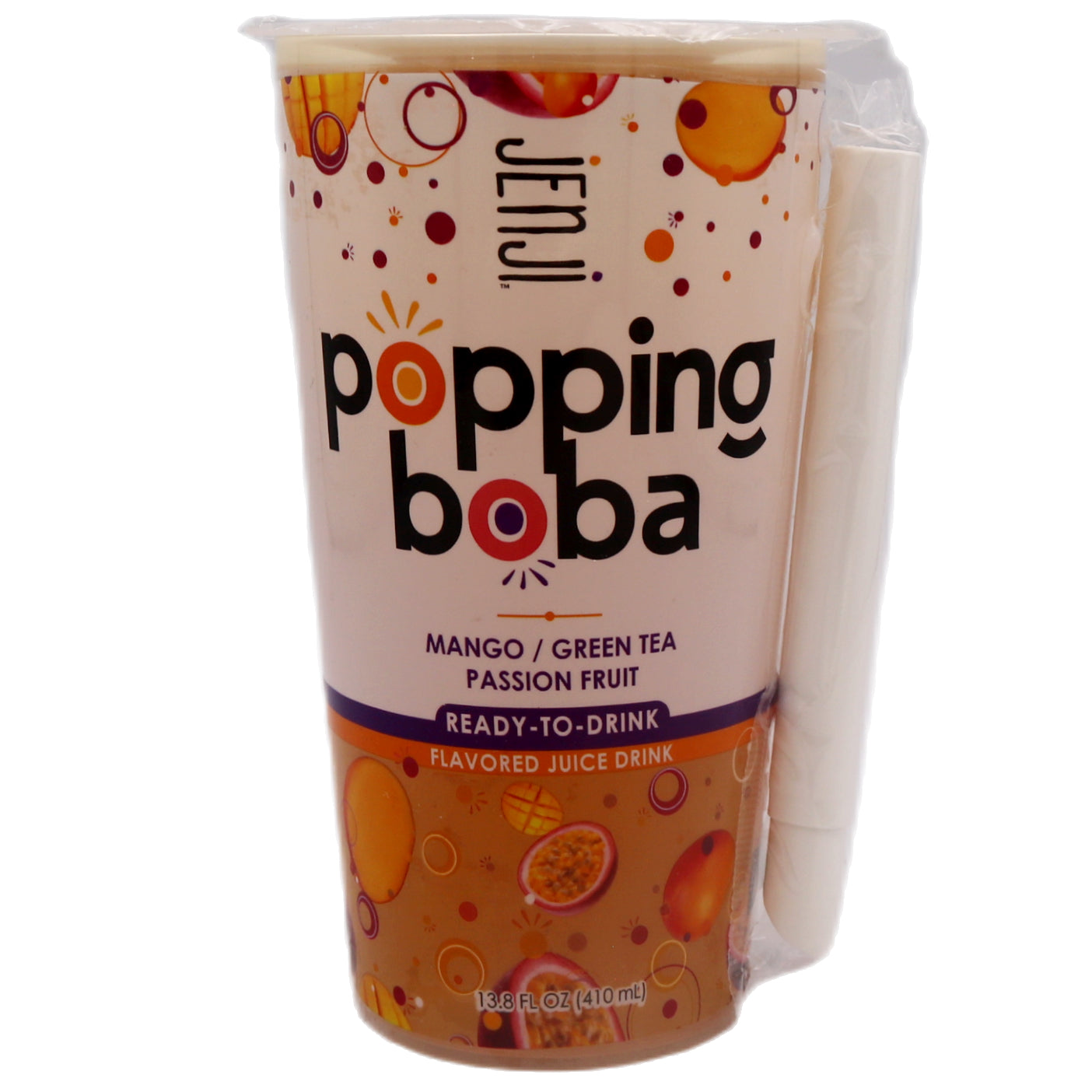 Jenji Popping Boba Mango & Passion Fruit Green Tea 410ml - Tuk Tuk Mart