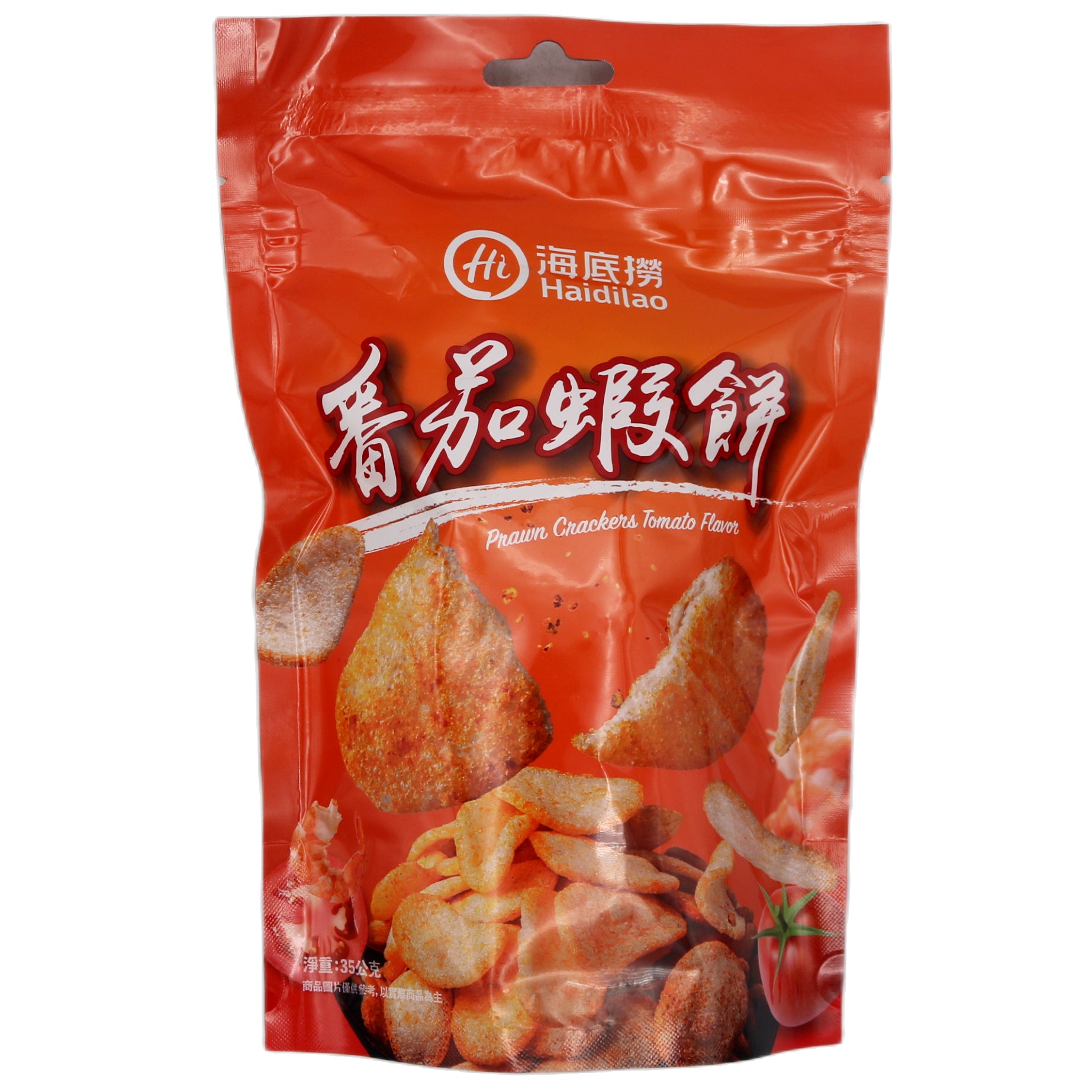 Haidilao Prawn Crackers Tomato Flavour 海底撈 番茄蝦餅 35g - Tuk Tuk Mart