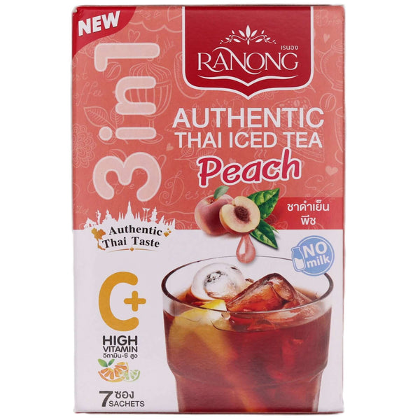 Ranong Authentic Thai Tea Mix - Peach Flavour (25g*7pcs) 175g - Tuk Tuk Mart