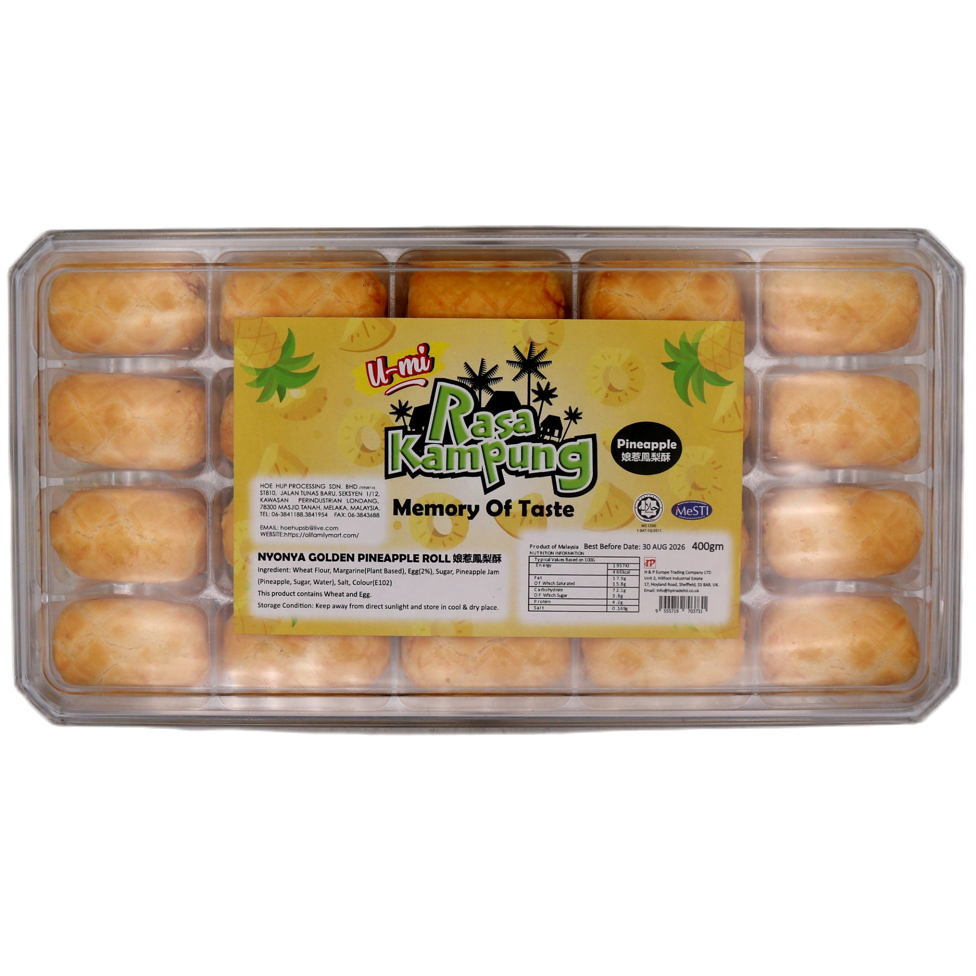 U-Mi Rasa Kampung Nyonya Golden Pineapple Roll 400g - Tuk Tuk Mart