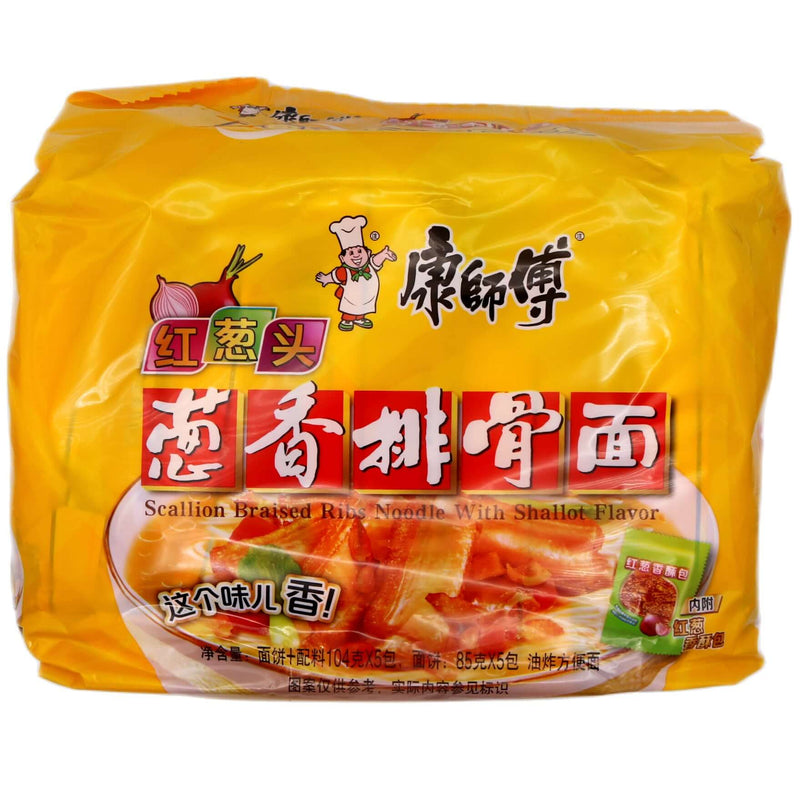 Master Kong Instant Noodle Braised Pork Rib Flavour 康師傅蔥香排骨麵 (104g*5 Pcs) 520g - Tuk Tuk Mart