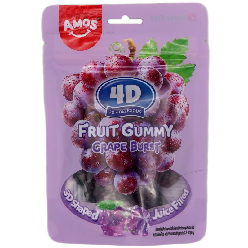 Amos 4D Fruit Gummy Grape Burst 65g - Tuk Tuk Mart