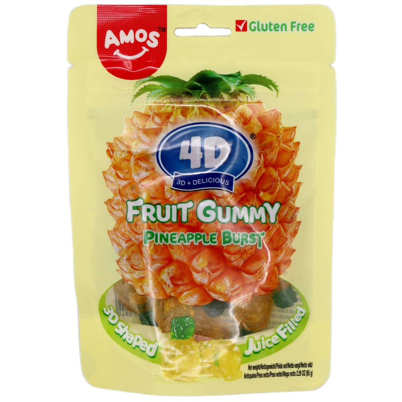 Amos 4D Fruit Gummy Pineapple Burst 65g - Tuk Tuk Mart
