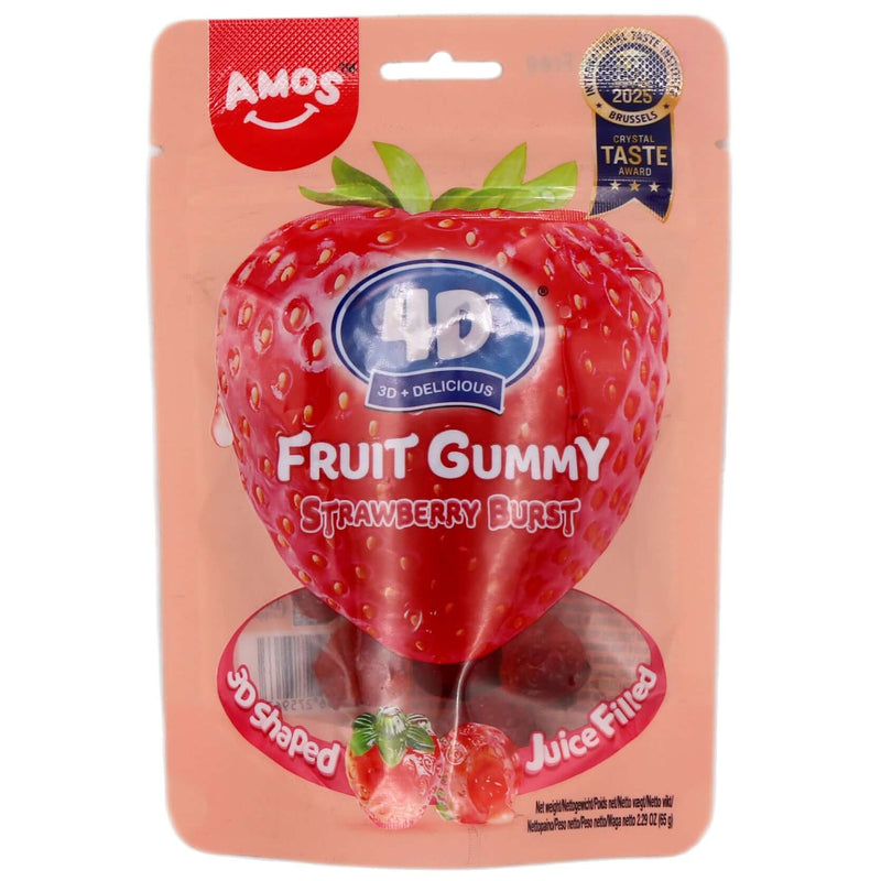 Amos 4D Fruit Gummy Strawberry Burst 65g - Tuk Tuk Mart