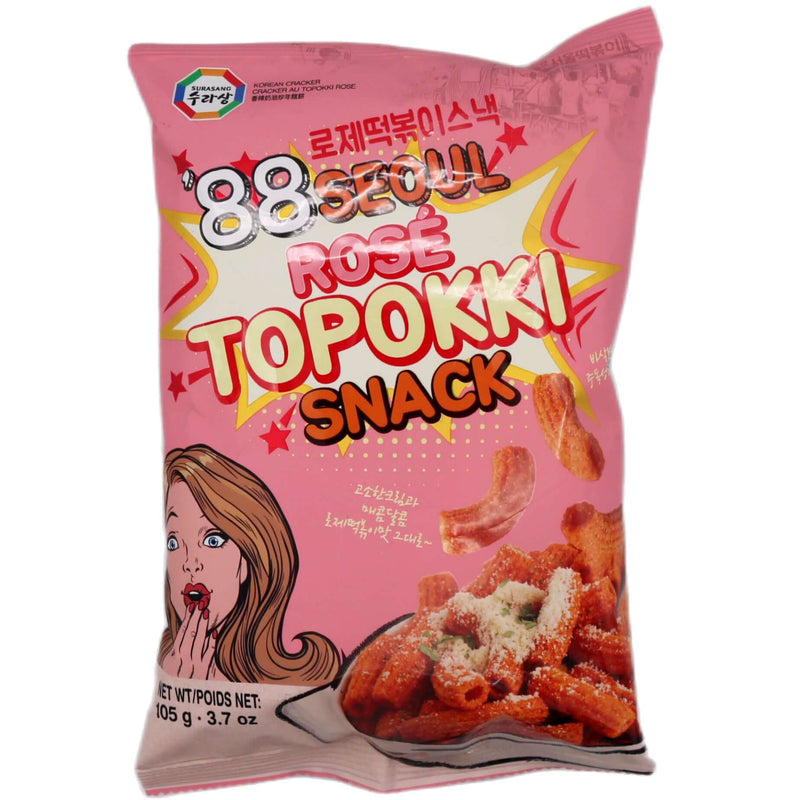 Surasang Korean Cracker (88 Seoul Rose Topokki Snack) Rose Flavour 130g - Tuk Tuk Mart
