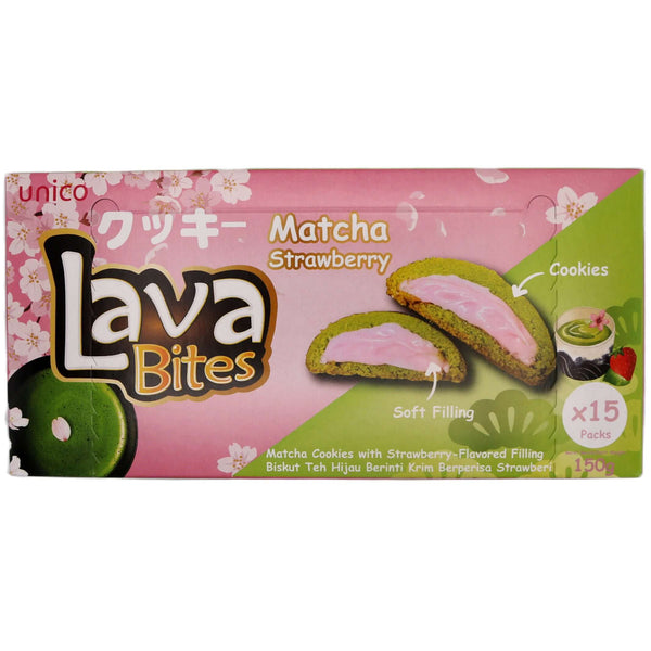 Unico Lava Bites Matcha Strawberry (15pcs*10g) 150g - Tuk Tuk Mart