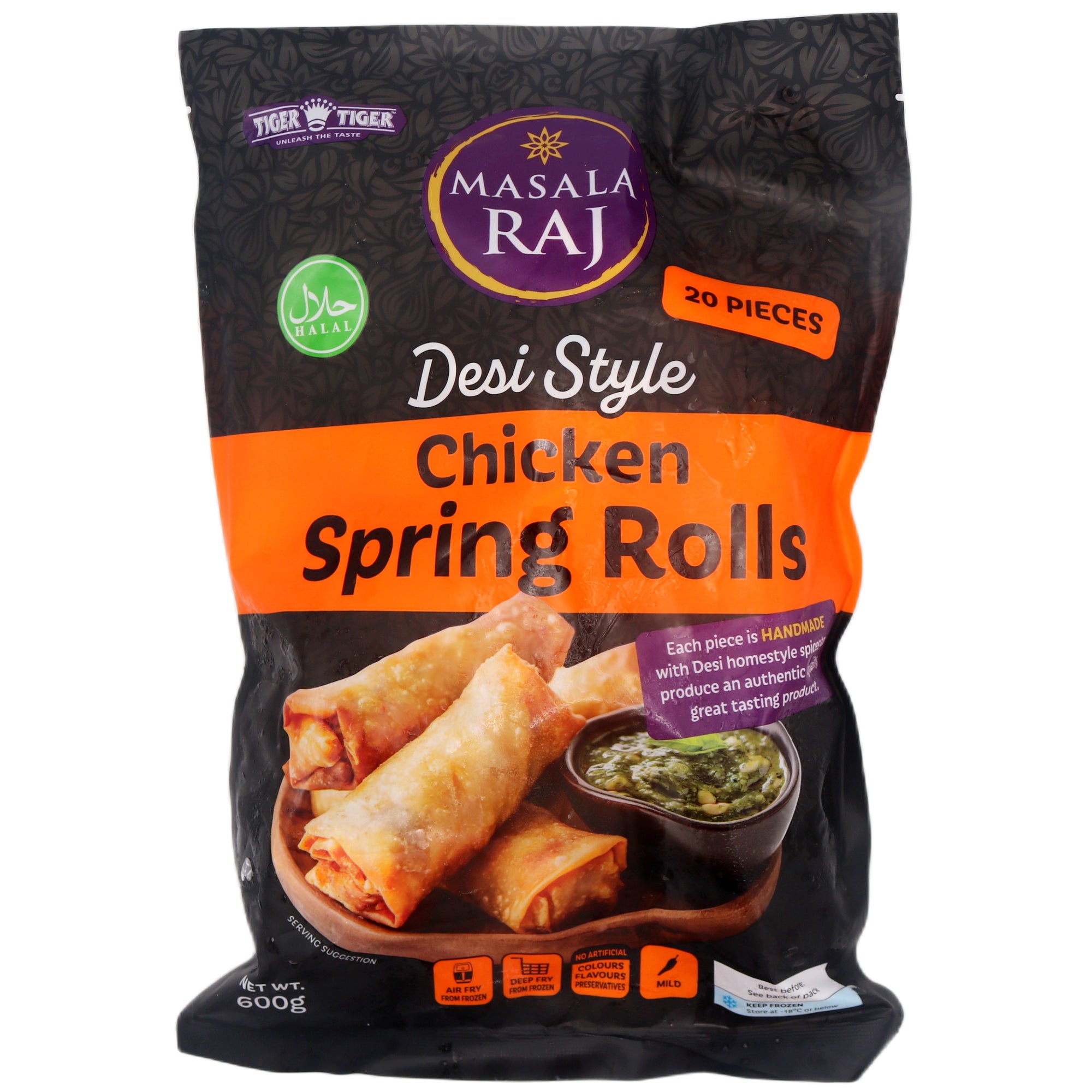 Tiger Tiger Desi Style Chicken Spring Rolls (20pcs) 600g (Frozen) - Tuk Tuk Mart