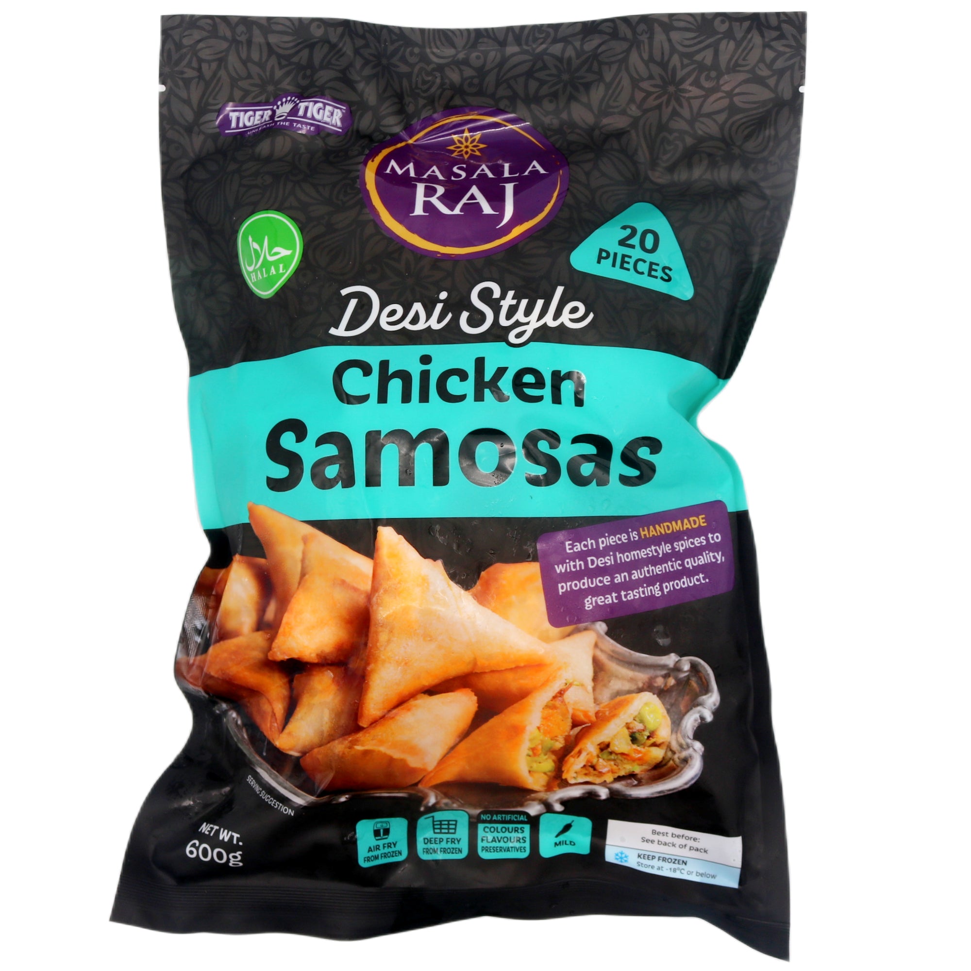 Tiger Tiger Desi Style Chicken Samosas (20pcs) 600g (Frozen) - Tuk Tuk Mart
