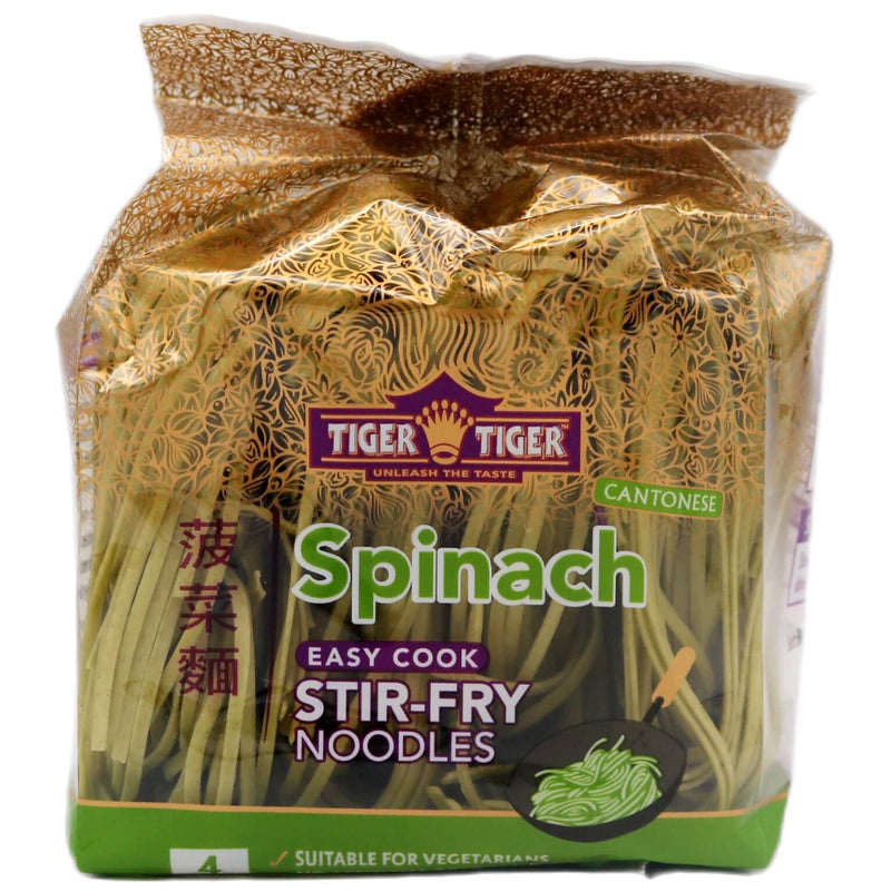 Tiger Tiger Cantonese Spinach Noodles - Stir Fry Noodles 250g - Tuk Tuk Mart