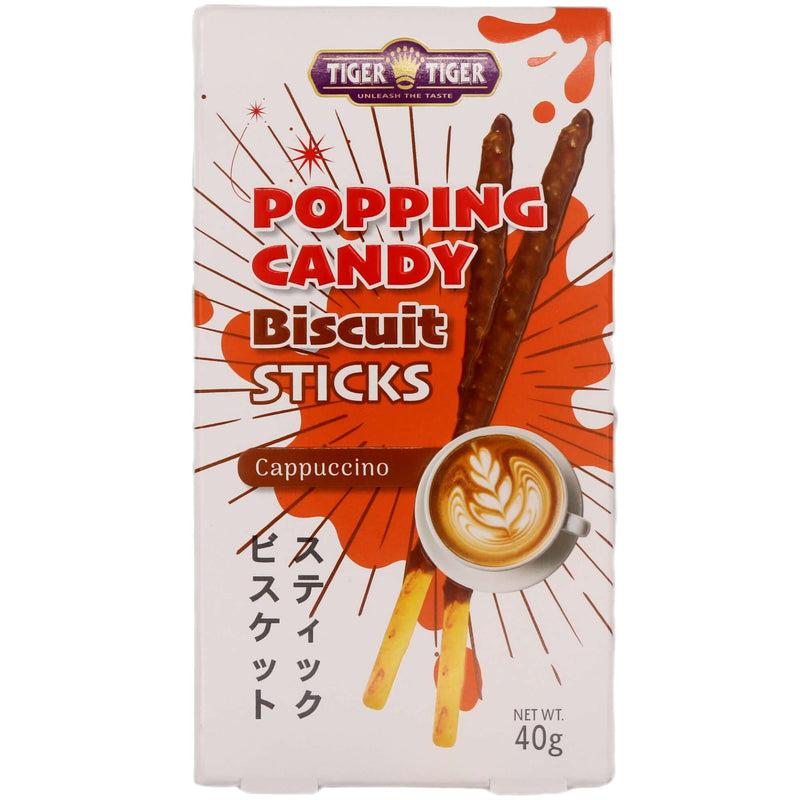 Tiger Tiger Popping Candy Biscuit Sticks Cappuccino Flavour 40g - Tuk Tuk Mart