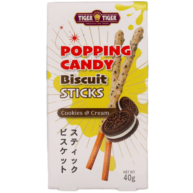 Tiger Tiger Popping Candy Biscuit Sticks Cookies & Cream Flavour 40g - Tuk Tuk Mart