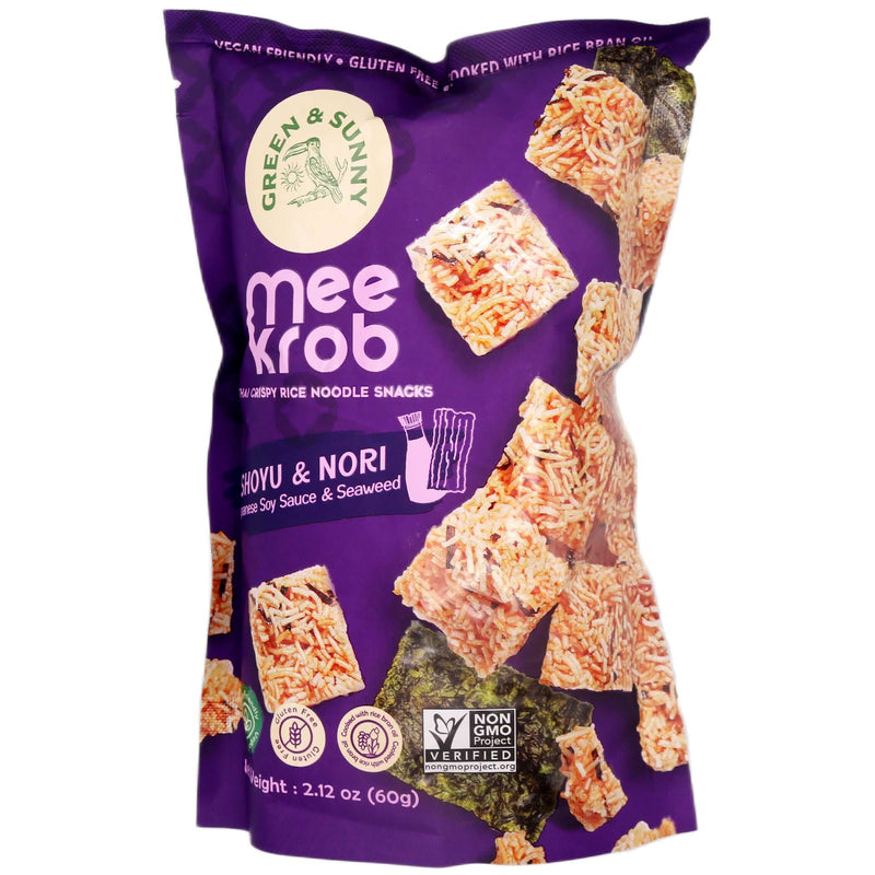 Green & Sunny Mee Krob Thai Crispy Rice Noodles Snack Shoyu & Seaweed Flavour 60g - Tuk Tuk Mart