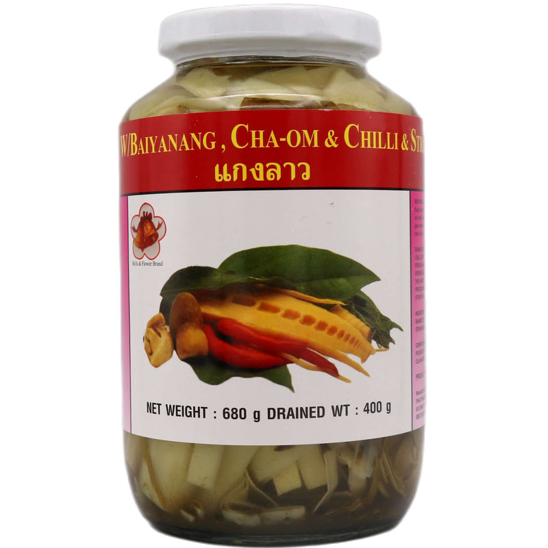 Bells & Flower Bamboo Shoot with Bai Yanang, Cha-Om & Straw Mushroom 680g - Tuk Tuk Mart