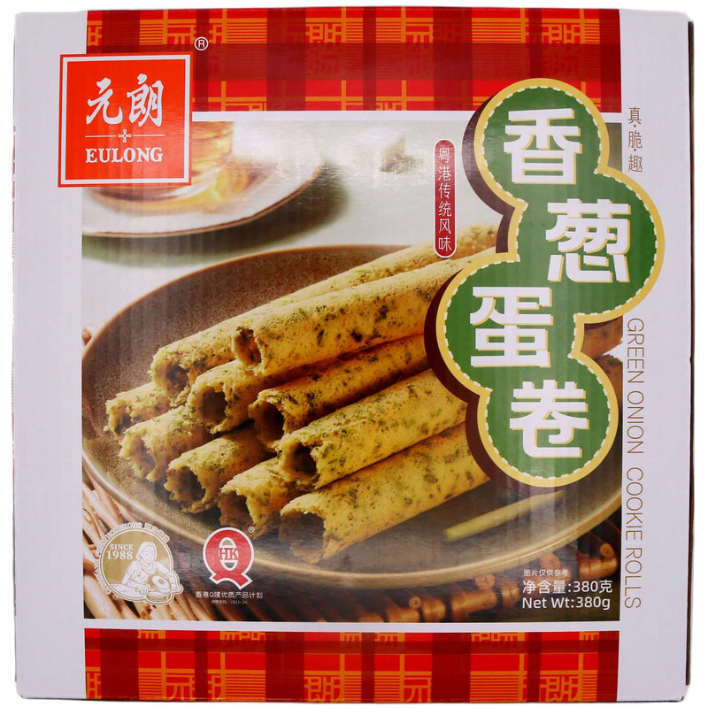 Eulong Green Onion Cookie Rolls 元朗香蔥蛋卷 (76g*5pcs) 380g - Tuk Tuk Mart