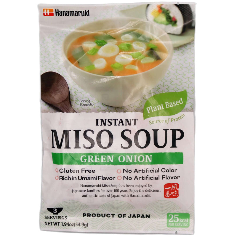 Hanamaruki Instant Miso Soup - Green Onion (Plant Based) (3 servings) 54.9g - Tuk Tuk Mart