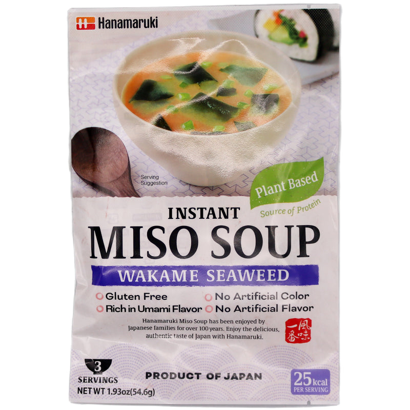 Hanamaruki Instant Miso Soup - Wakame Seaweed (Plant Based) (3 servings) 54.6g - Tuk Tuk Mart