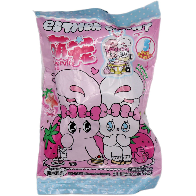 Ajitenka Esther Bunny Cutie Puffs Rice Puff (Strawberry Flavour) 6g - Tuk Tuk Mart
