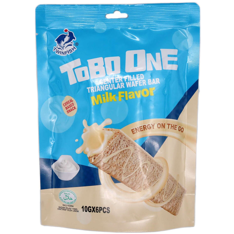 Twinfish Tobo One Triangular Wafer Bar with Filling (Milk Flavour) 60g - Tuk Tuk Mart