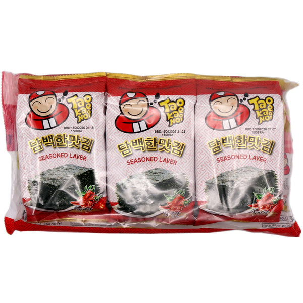 Tao Kae Noi Roasted Seaweed Seasoned Laver Spicy Flavour (4g*3packs) 12g - Tuk Tuk Mart