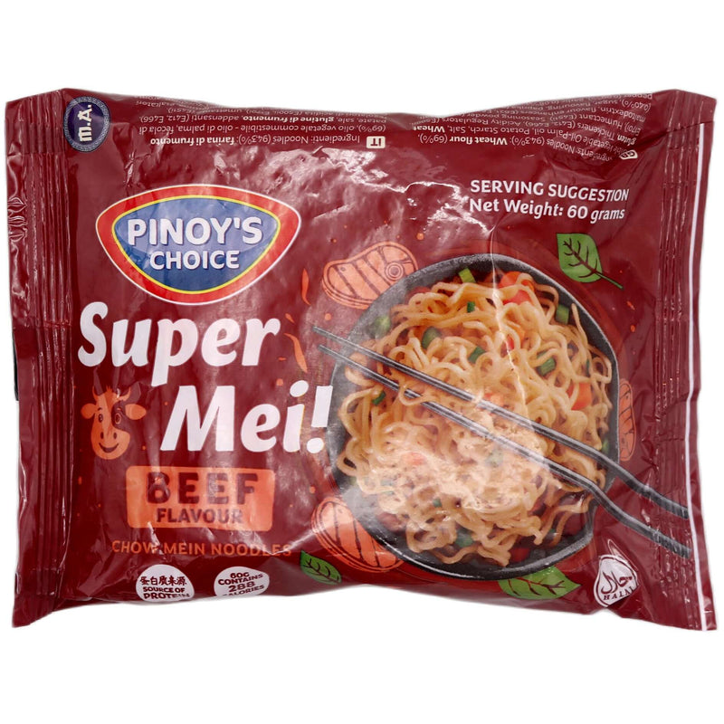 Pinoy's Choice Super Mei! Chow Mein Noodles Beef Flavour 60g - Tuk Tuk Mart