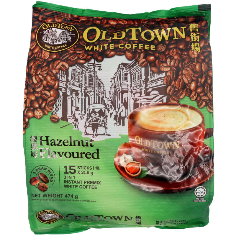 Old Town White Coffee Hazelnut Flavoured (31.6g*15pcs) 474g - Tuk Tuk Mart