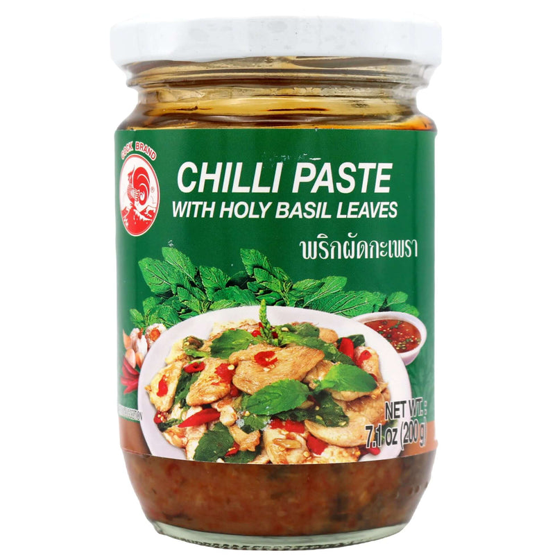 Cock Brand Chilli Paste with Holy Basil Leaves 200g - Tuk Tuk Mart