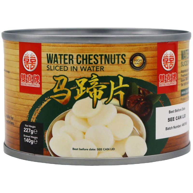 Double Happiness Brand Water Chestnuts Sliced in Water 227g - Tuk Tuk Mart