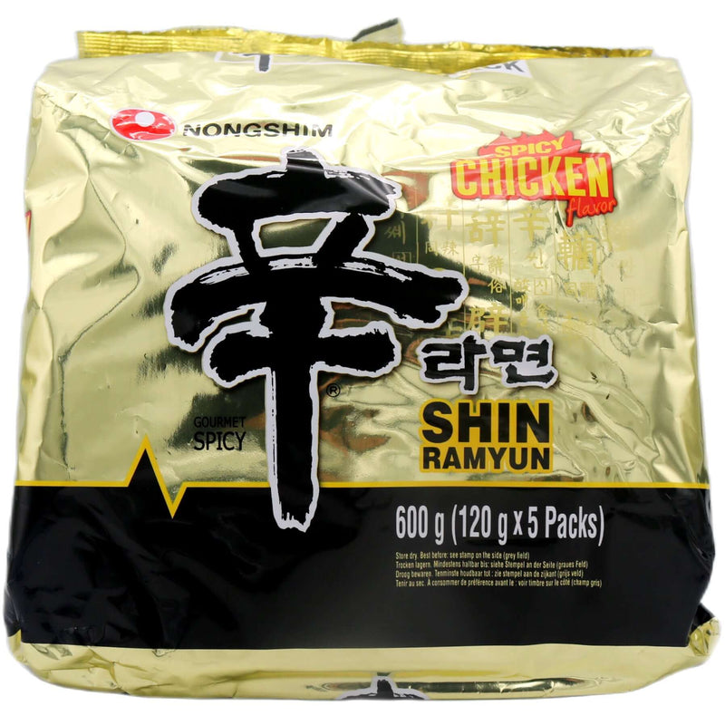 Nongshim Instant Noodles Spicy Chicken Flavour (120g*5pcs) 600g - Tuk Tuk Mart