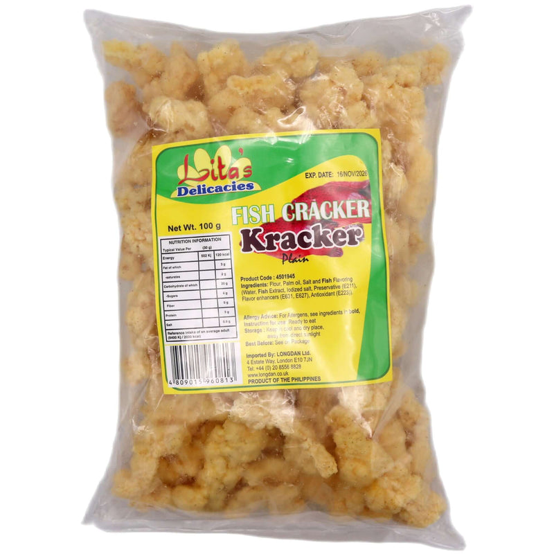 Lita's Delicacies Fish Cracker Plain 100g - Tuk Tuk Mart