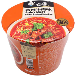 BX Bowl Instant Noodle Spicy Beef Flavour 白象杯麵香辣牛肉味 102g - Tuk Tuk Mart