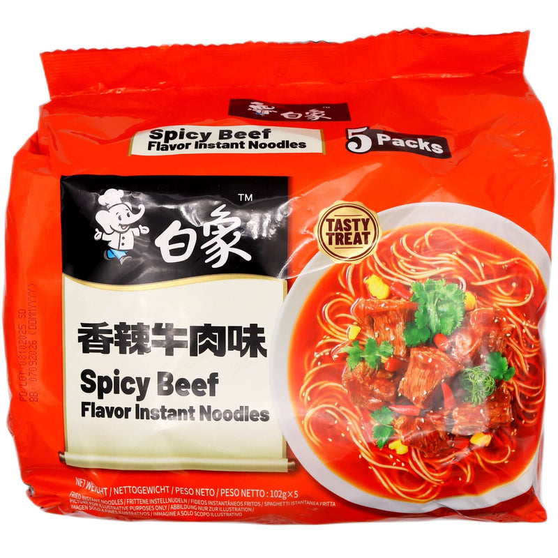 BX Instant Noodle Spicy Beef Flavour (Multipack) 白象多包装 香辣牛肉味 (102g*5pcs) 510g - Tuk Tuk Mart