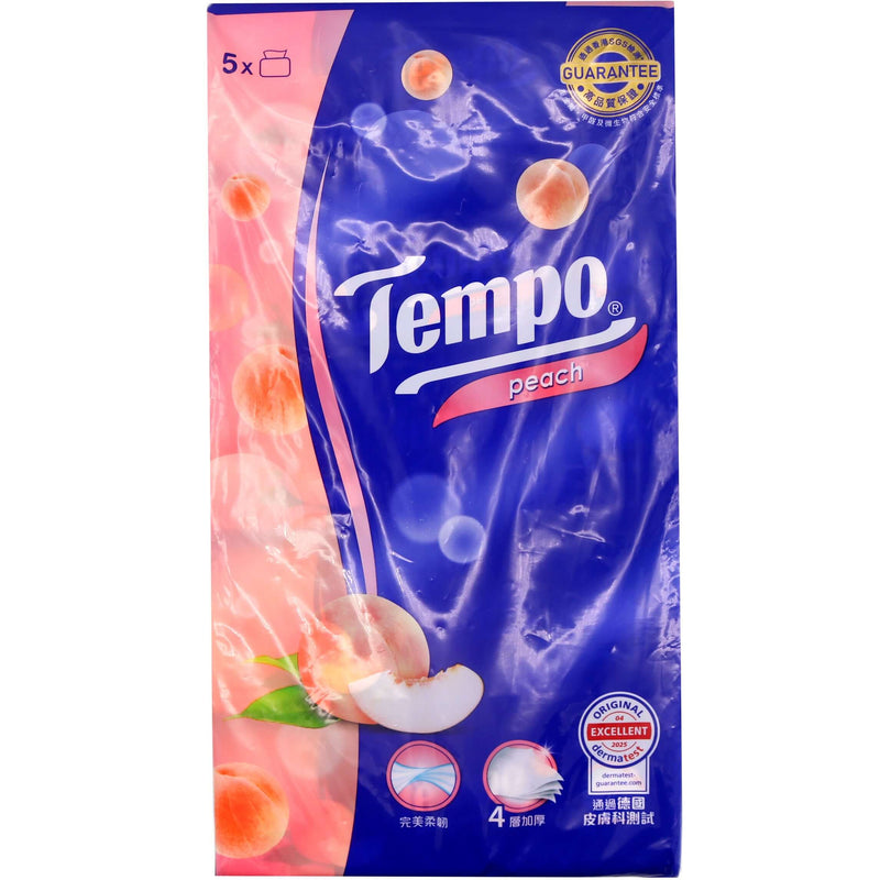 Tempo 4ply Peach Softpack Facial Tissue (5 packs) - Tuk Tuk Mart