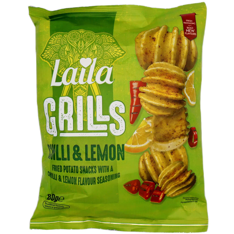 Laila Grills Fried Potato Snacks with Chilli & Lemon Seasoning 80g - Tuk Tuk Mart